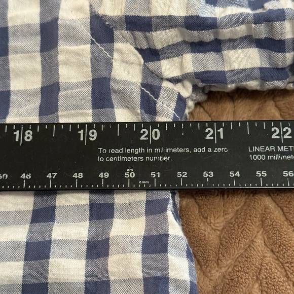 Dylan Womens L Top Blue White Gingham Checkered Button Up Western Cottagecore - Picture 4 of 8